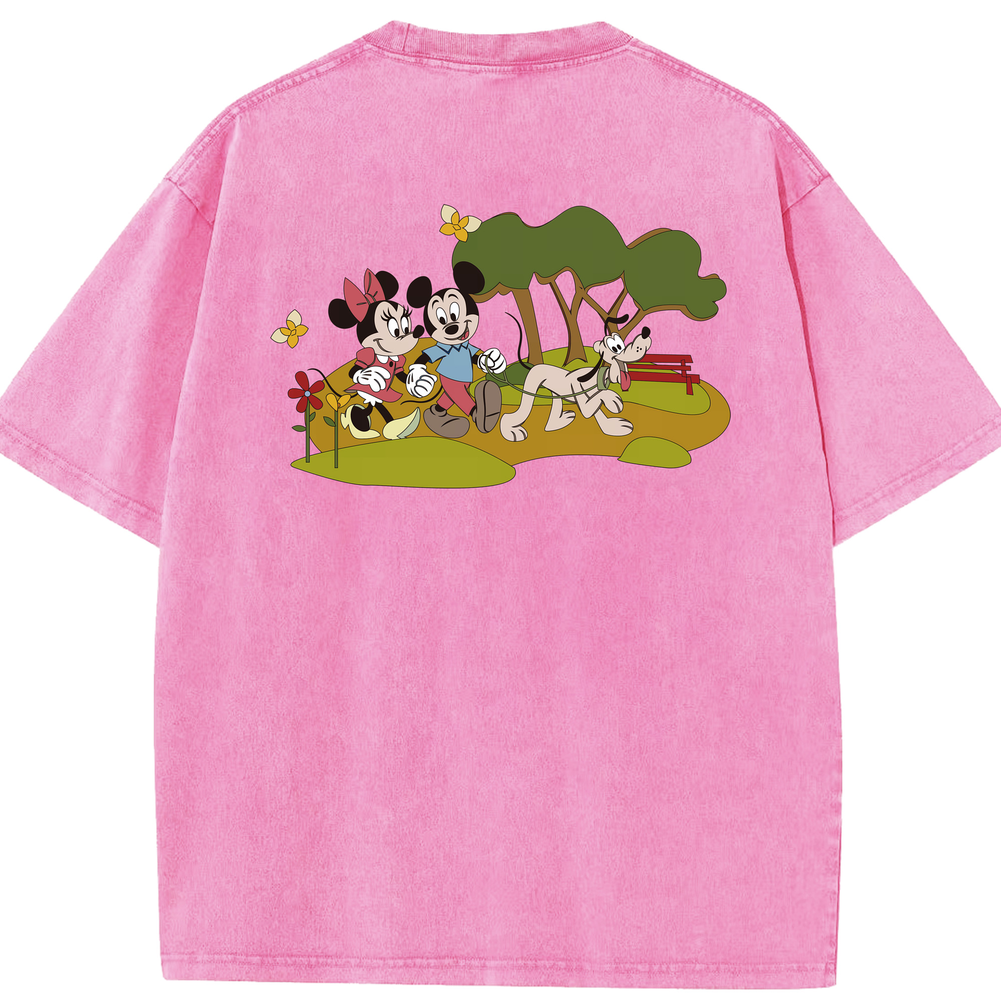 （画像用） ミッキーマウス Mickey Mouse 綿100% ヴィンテージ風 半袖Tシャツ（背面プリント）
